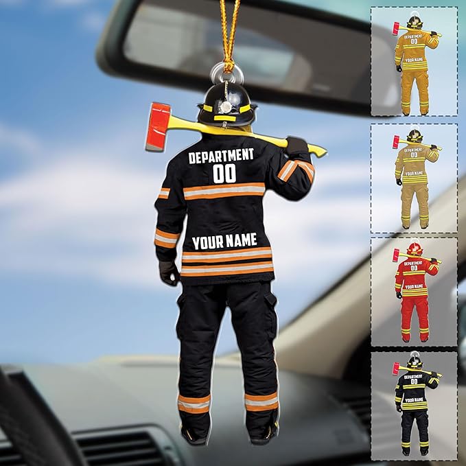 Personalized Firefighter Uniform Christmas Ornament Style 5