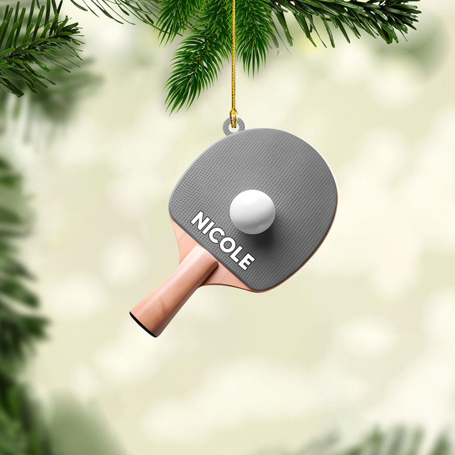 Custom Table Tennis Christmas Ornament – Personalized Ping Pong Player Gift, Acrylic 2D Flat Holiday Decoration, Unique Xmas Keepsake TT5