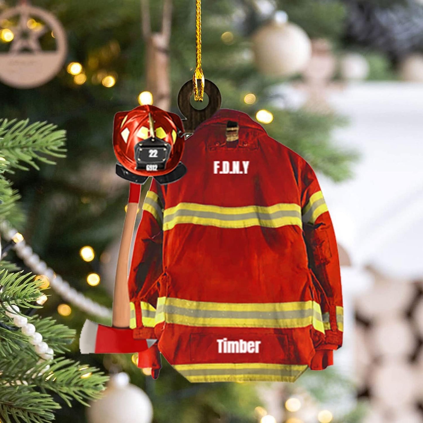 Personalized Firefighter Uniform Christmas Ornament Style 7