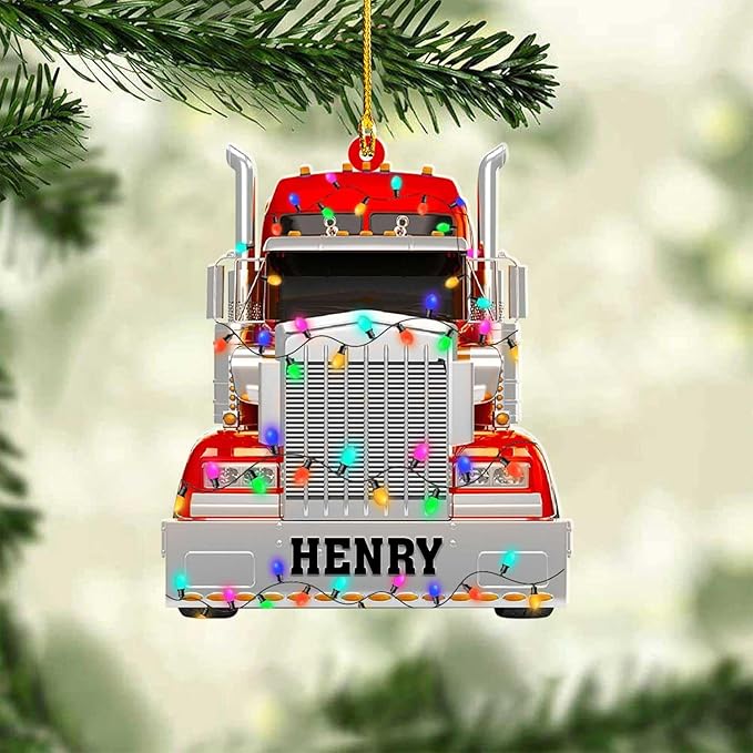 Personalized Semi Truck Christmas Decor - Truck Driver Ornament Gift L6