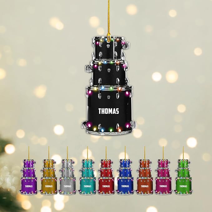 Custom Drum Set Ornament - Acrylic Christmas Gift for Drummers & Music Lovers LL16