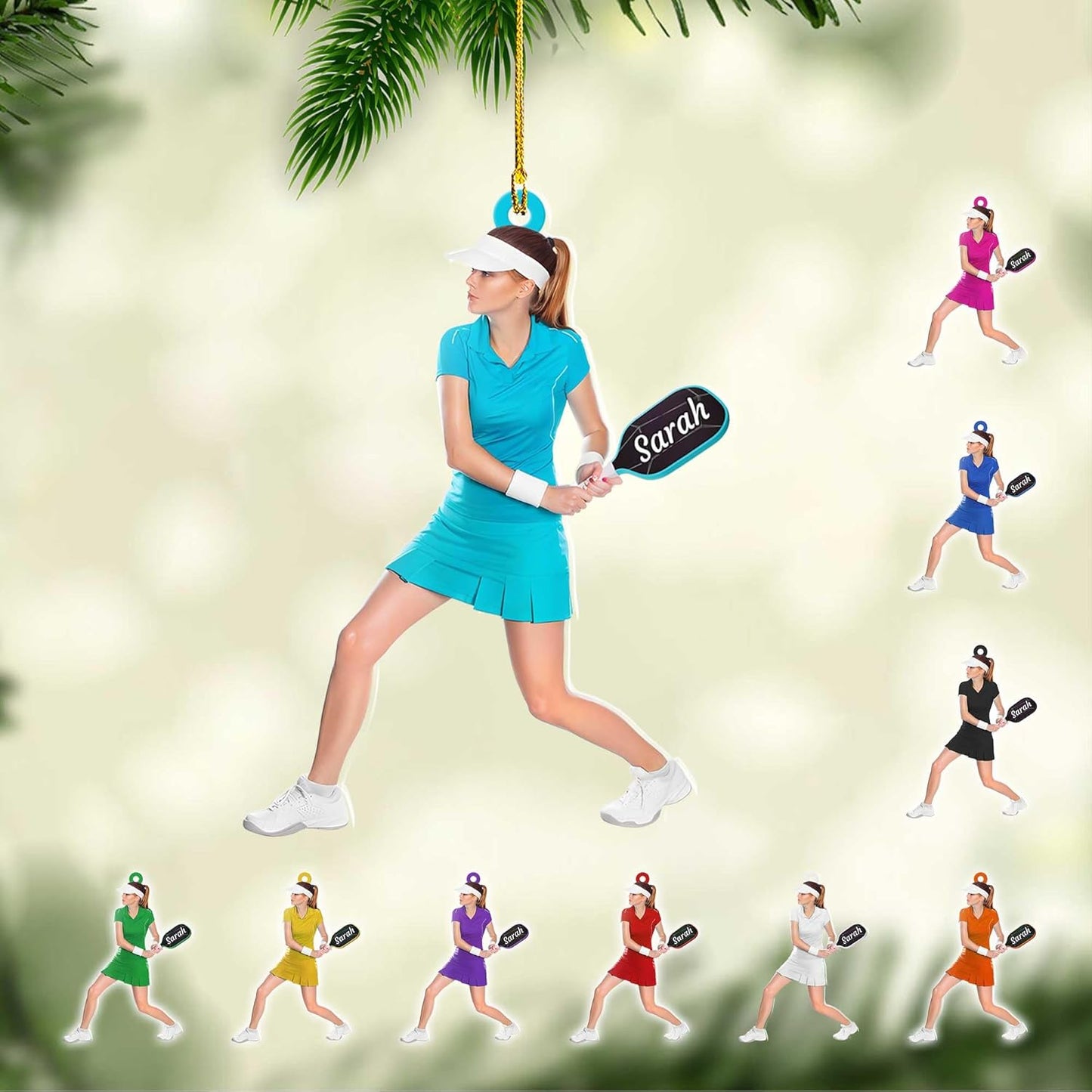 Custom Face & Name Pickleball Player Ornament – Pickleball Christmas Ornament Style 7