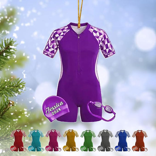 Custom Swimming Ornament - Swimmer Christmas Gift for Boys, Girls & Pool Lovers LL18