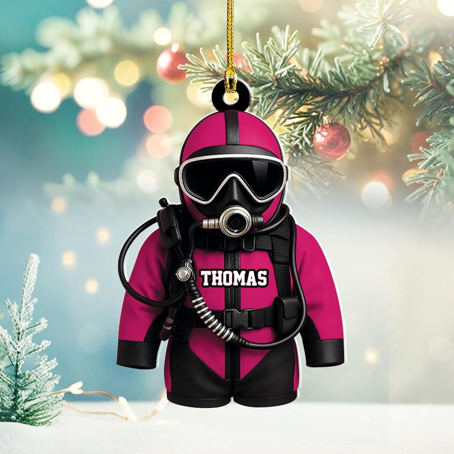 Custom Name Diving Ornament – Personalized Acrylic Scuba Diver Christmas Keepsake, Underwater Gift TSD22