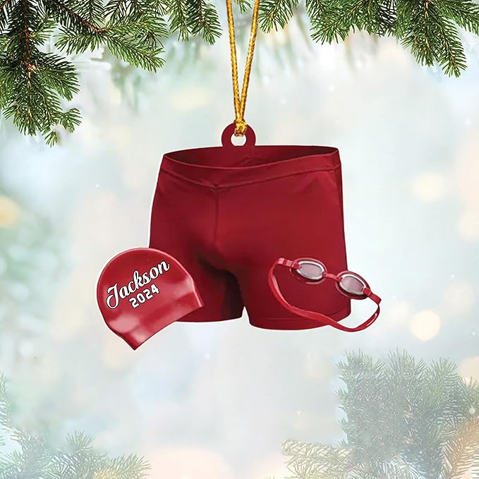 Personalized Swimming Ornament - Custom Swimmer Christmas Gift for Boys, Girls & Pool Lovers LL17