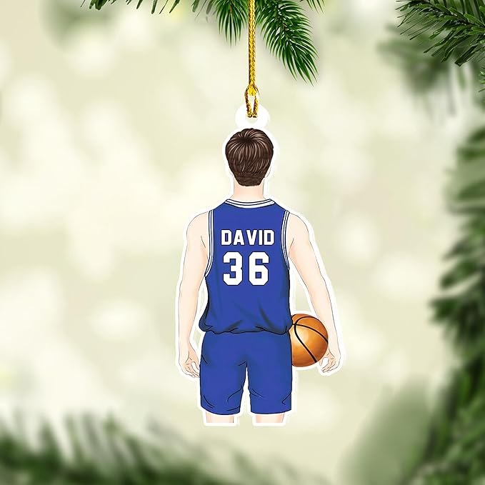 Personalized Basketball Christmas Ornament – Custom Name Acrylic Ornament, Sports Holiday Decoration, Basketball Player Gift N10