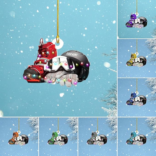 Personalized Snow Skiing Ornament, Custom Colored Skiing Mask Shape Ornament N36