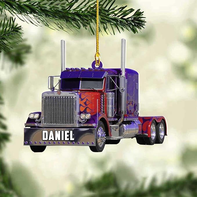 Personalized Semi Truck Christmas Decor - Truck Driver Ornament Gift L3