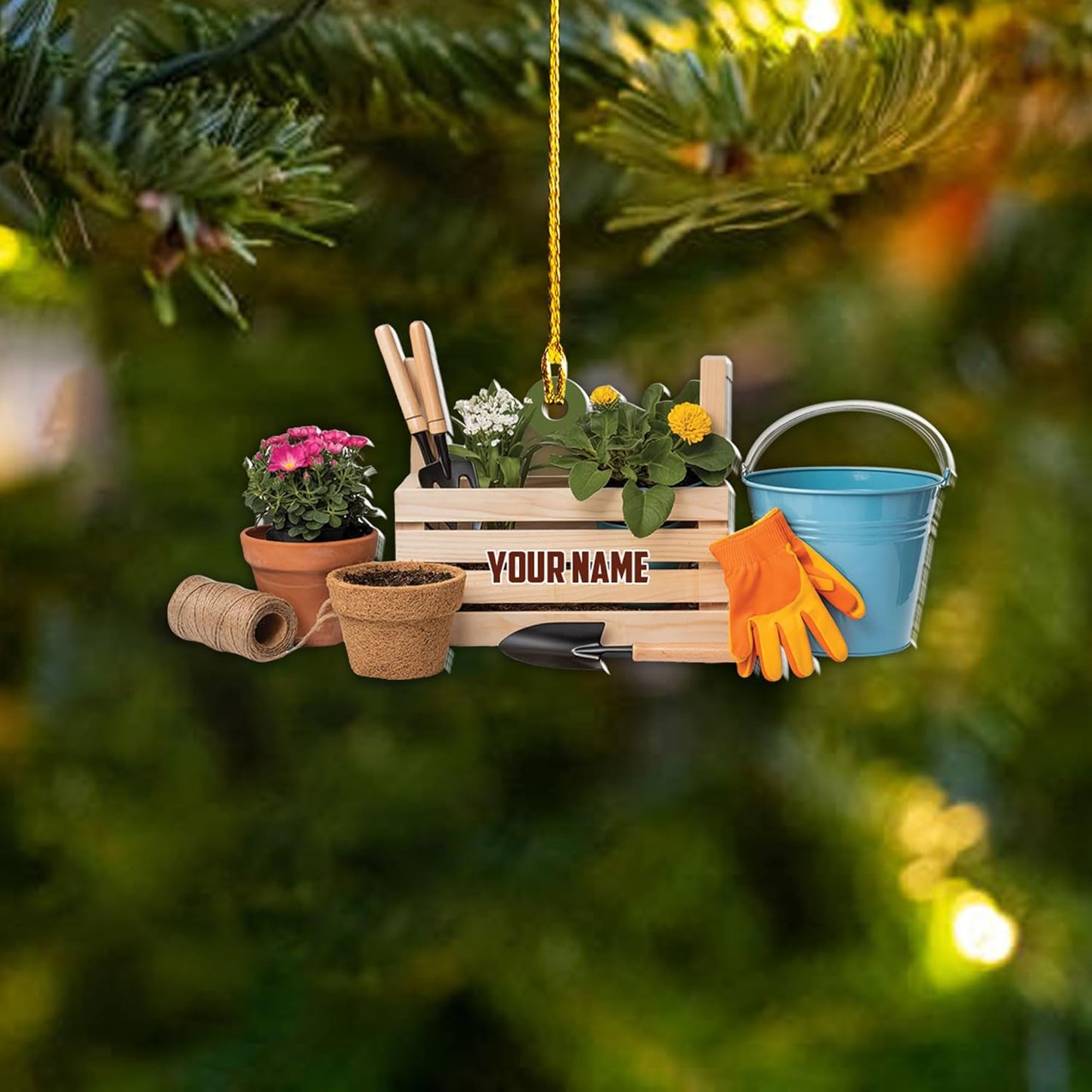 Custom Name Garden Equipment Ornament | Gardener Christmas Tree Decor Gift for Plant & Nature Lovers TG71