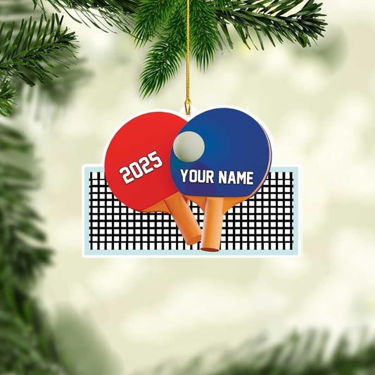 Custom Table Tennis Ornament – Personalized Acrylic 2D Flat Ping Pong Christmas Gift for Athletes TT14