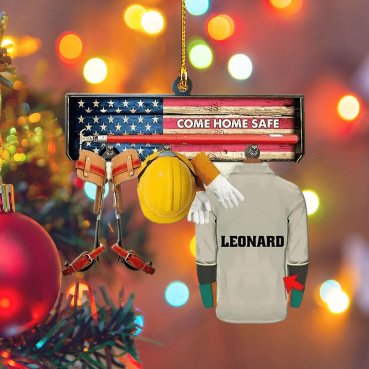 Personalized Lineman Uniform Christmas Ornament