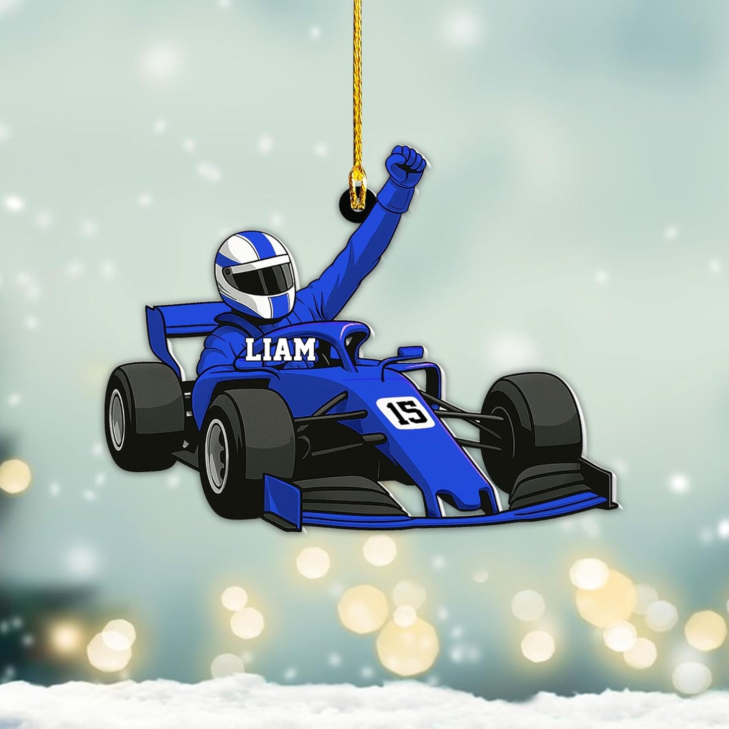 Personalized Racing Car Christmas Ornament – Custom Name Acrylic Race Car Ornament, Driver Gift, Motorsport Holiday Decoration, Car Lover Keepsake TR5