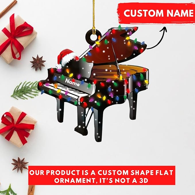 Custom Music Instrument Christmas Gift - Piano Ornament for Piano Lovers