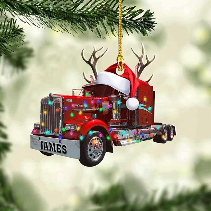 Personalized Semi Truck Christmas Decor - Truck Driver Ornament Gift L2