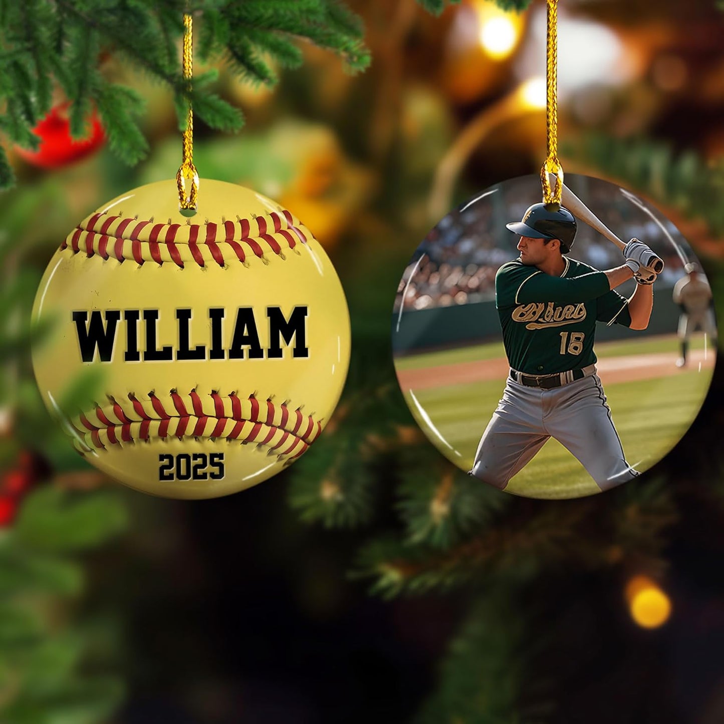 Personalized Softball Ornament – Custom Sports Christmas Tree C10