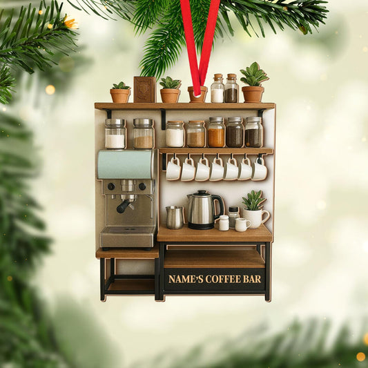 Personalized Coffee Bar Ornament – Unique Holiday Keepsake for Coffee Lover TC23