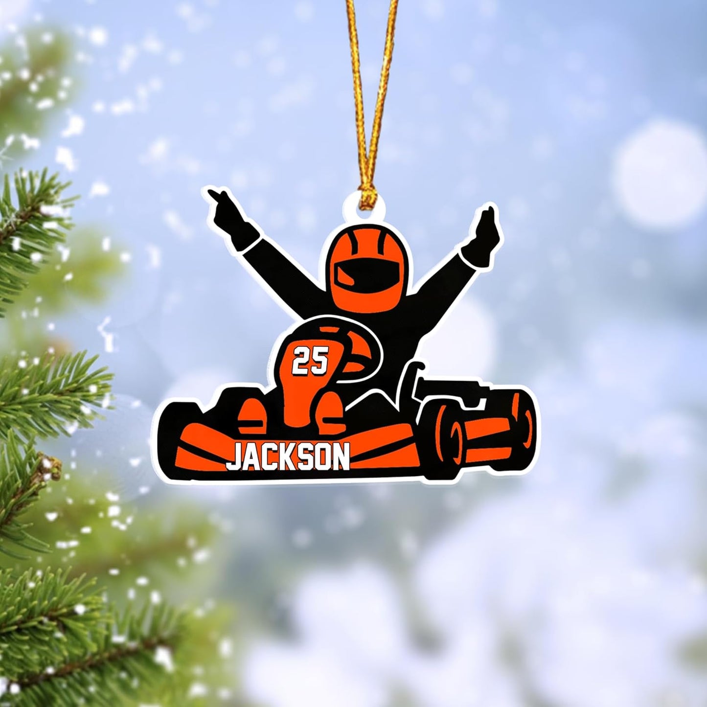 Personalized Racing Car Ornament – Custom Acrylic Drag Racing Christmas Decoration, Gift for Car Lovers and Drivers TR26