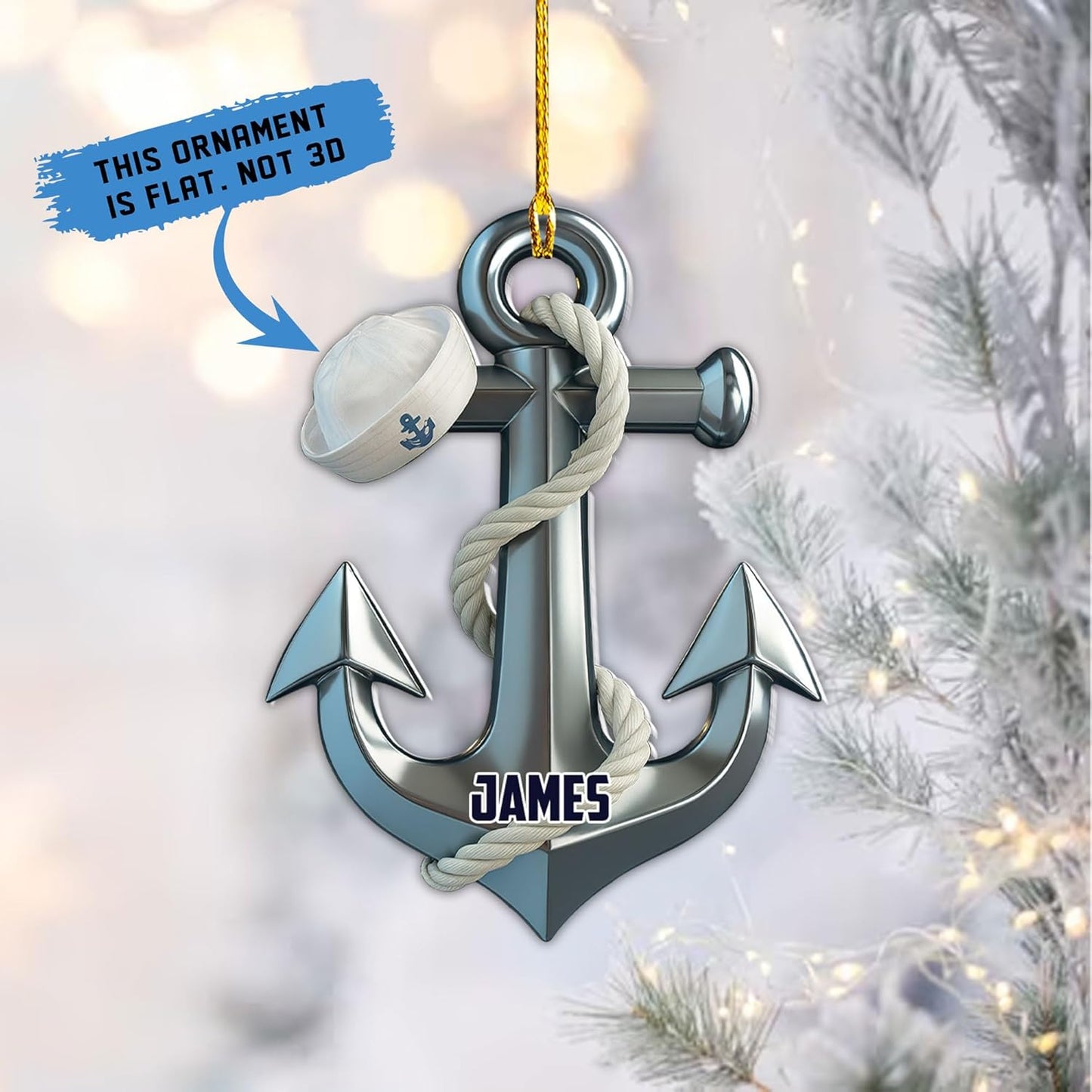 Personalized Sailor Ornament – Custom Captain Sailor Acrylic Ornament, Unique Sailing Glass Keepsake, Navy Captain Holiday Gift for Sailors TS14