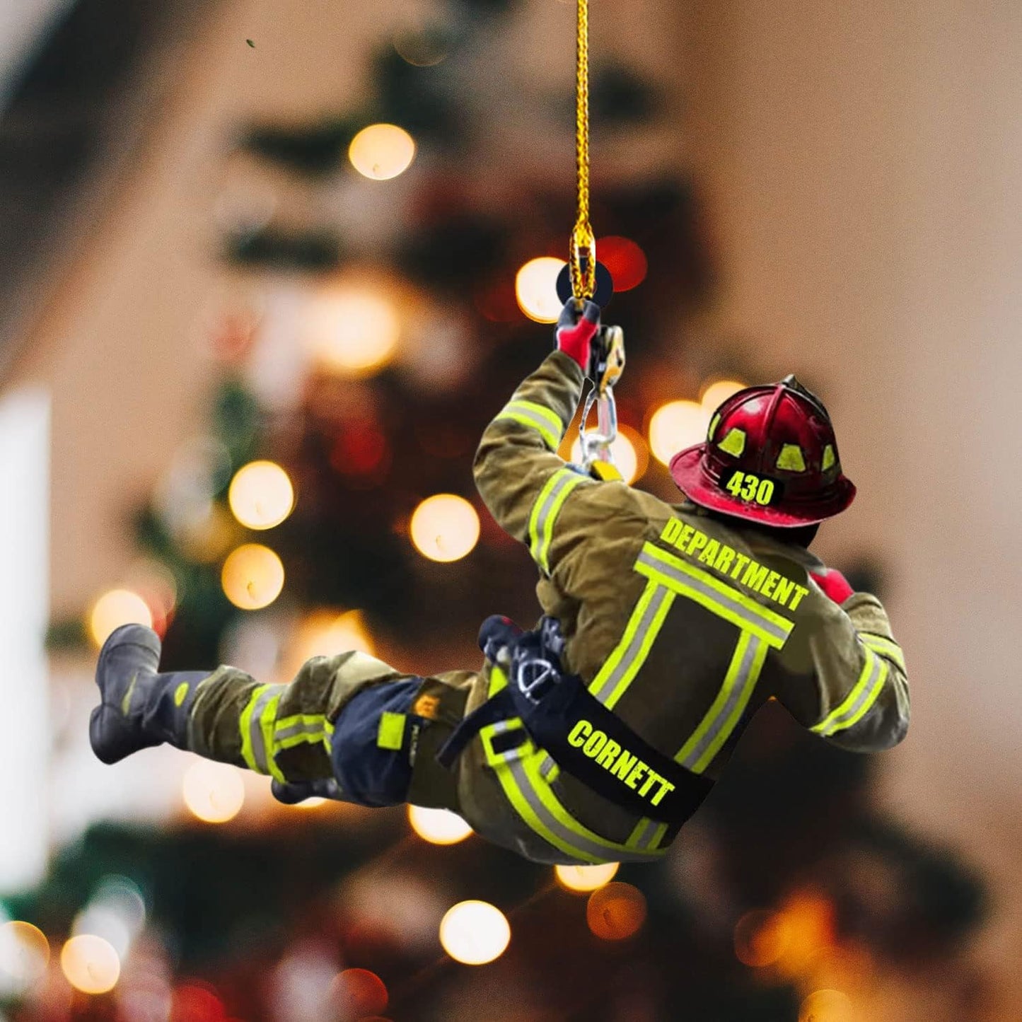 Personalized Firefighter Christmas Ornament Style 1