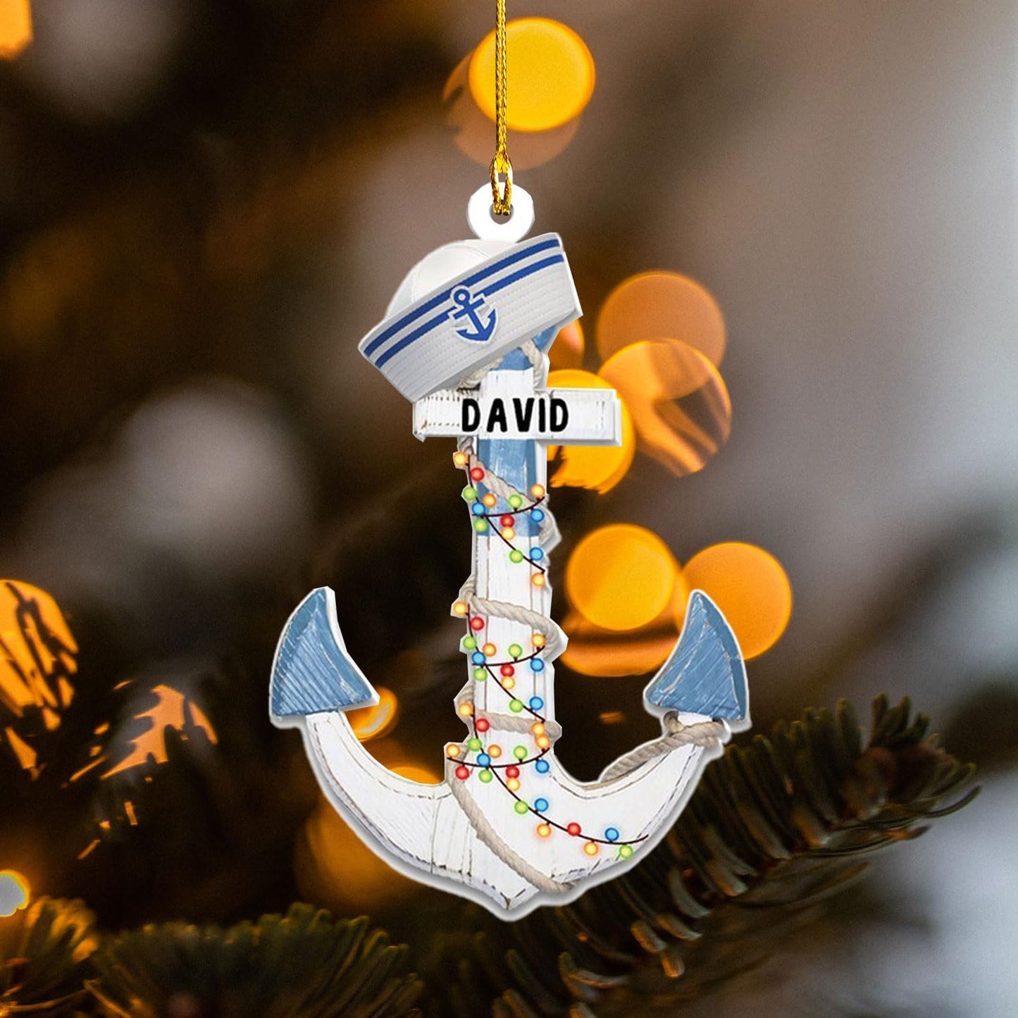 Custom Name Sailor Ornament – Personalized Captain Acrylic Sailing Ornament, Nautical Christmas Tree Decoration for Navy Lovers TS22