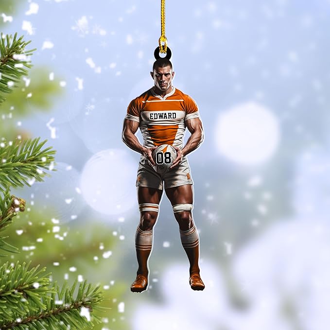 Personalized Rugby Player Christmas Gift for Sports Lovers - Rugby Ornament LL12