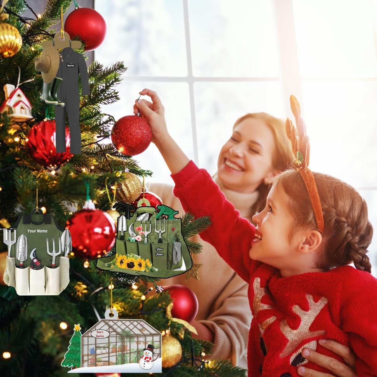 Custom Name Garden Equipment Ornament | Gardener Christmas Tree Decor Gift for Plant & Nature Lovers TG91