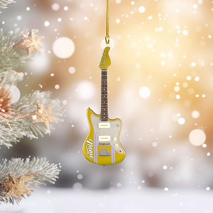 Custom Electric and Acoustic Guitar Christmas Ornament - Guitar Ornament Gift LL24