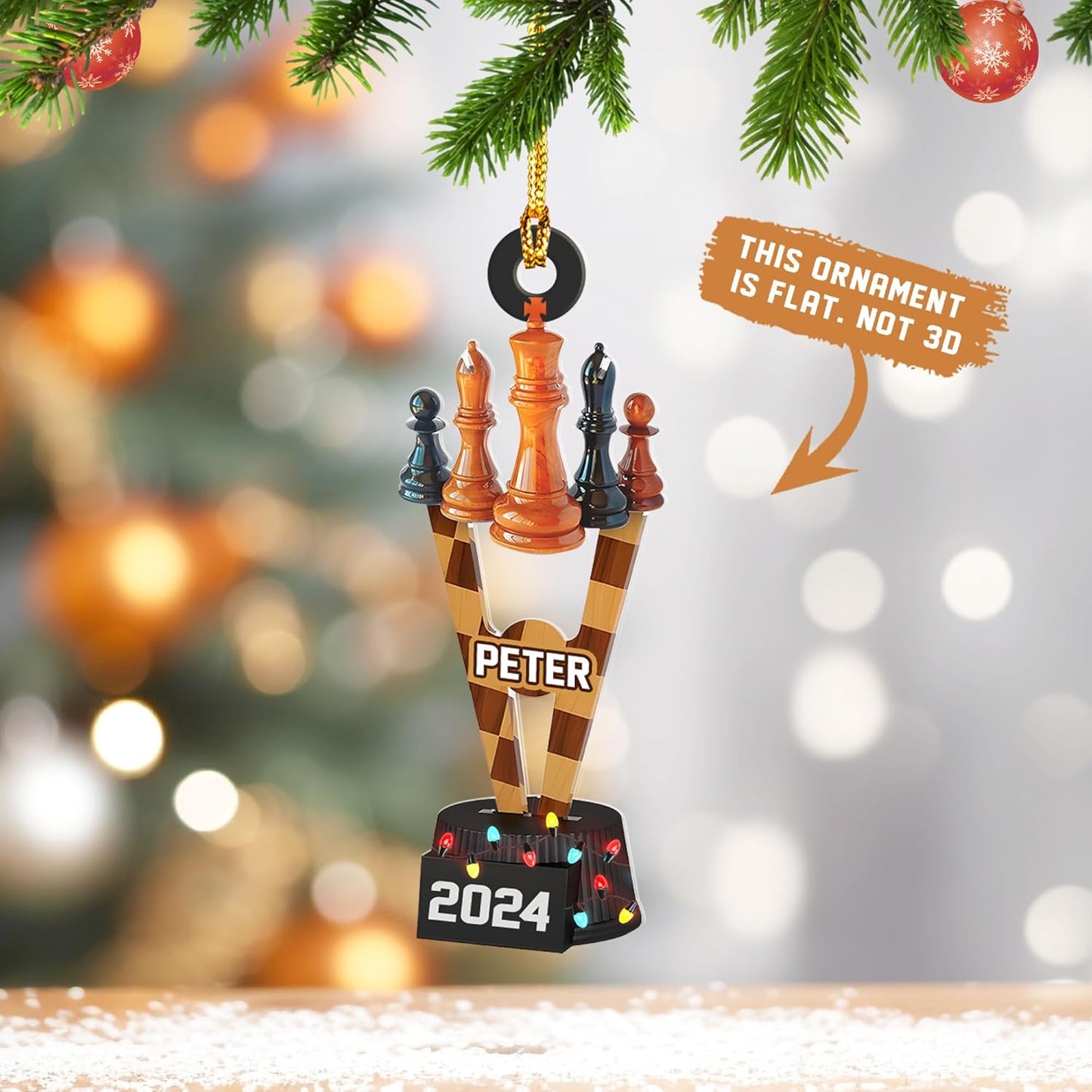 Personalized Name Chess Ornament Gift for Men Women Chess Team Player N22