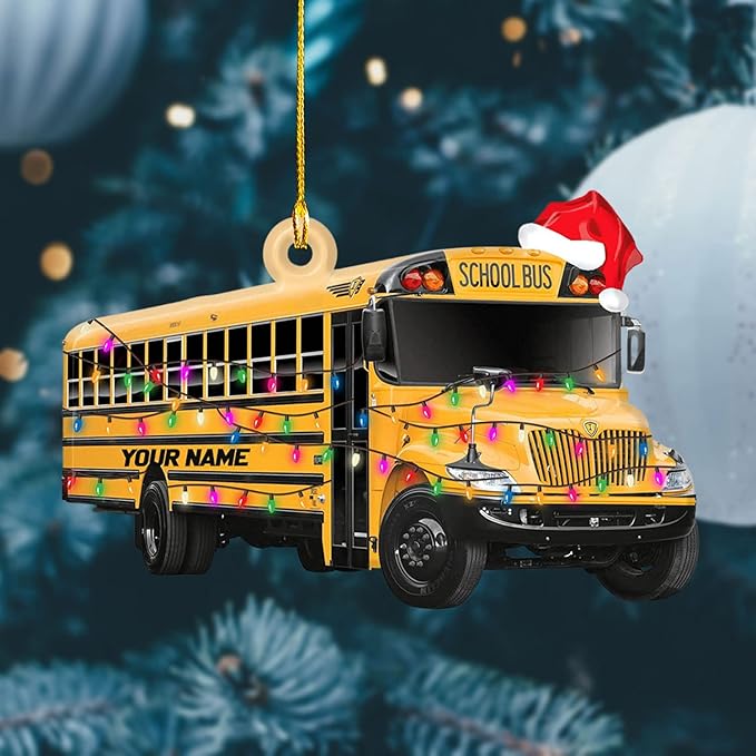Personalized School Bus Ornament - Bus Driver Christmas Gift