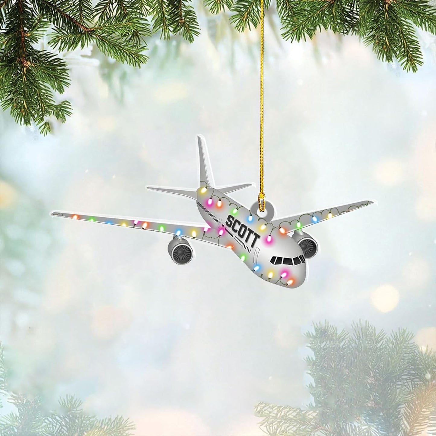Personalized Airplane Pilot Christmas Ornament Style 2
