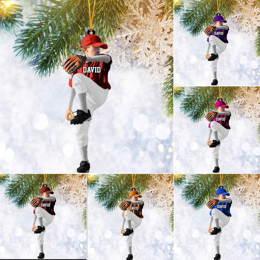 Personalized Baseball Christmas Ornament – Custom Name Acrylic Ornament, Sports Holiday TH37