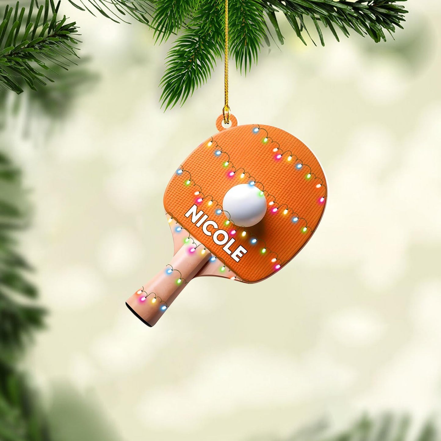 Custom Table Tennis Christmas Ornament – Personalized Ping Pong Player Gift, Acrylic 2D Flat Holiday Decoration, Unique Xmas Keepsake TT5