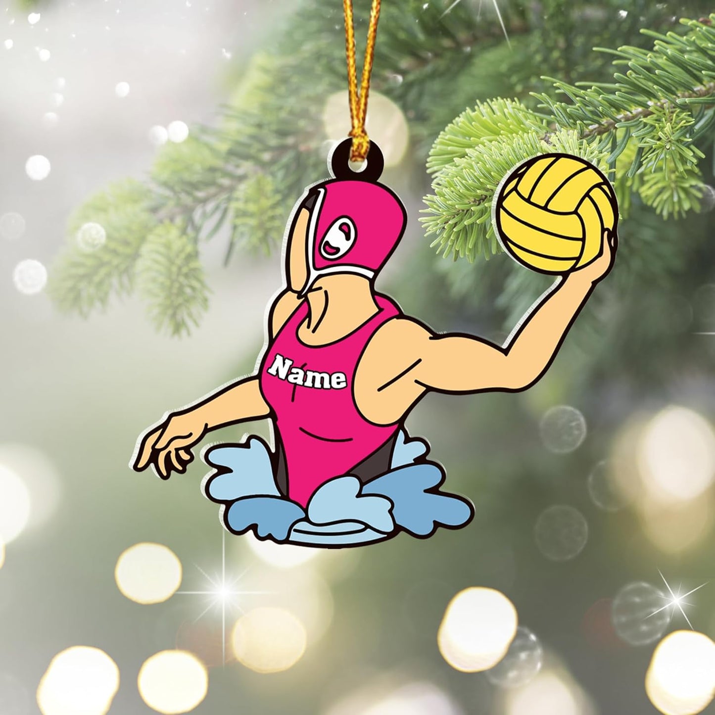 Custom Name Water Polo Christmas Ornament – Personalized Wayer Polo Ornament, Sport Holiday Tree Decoration TW7