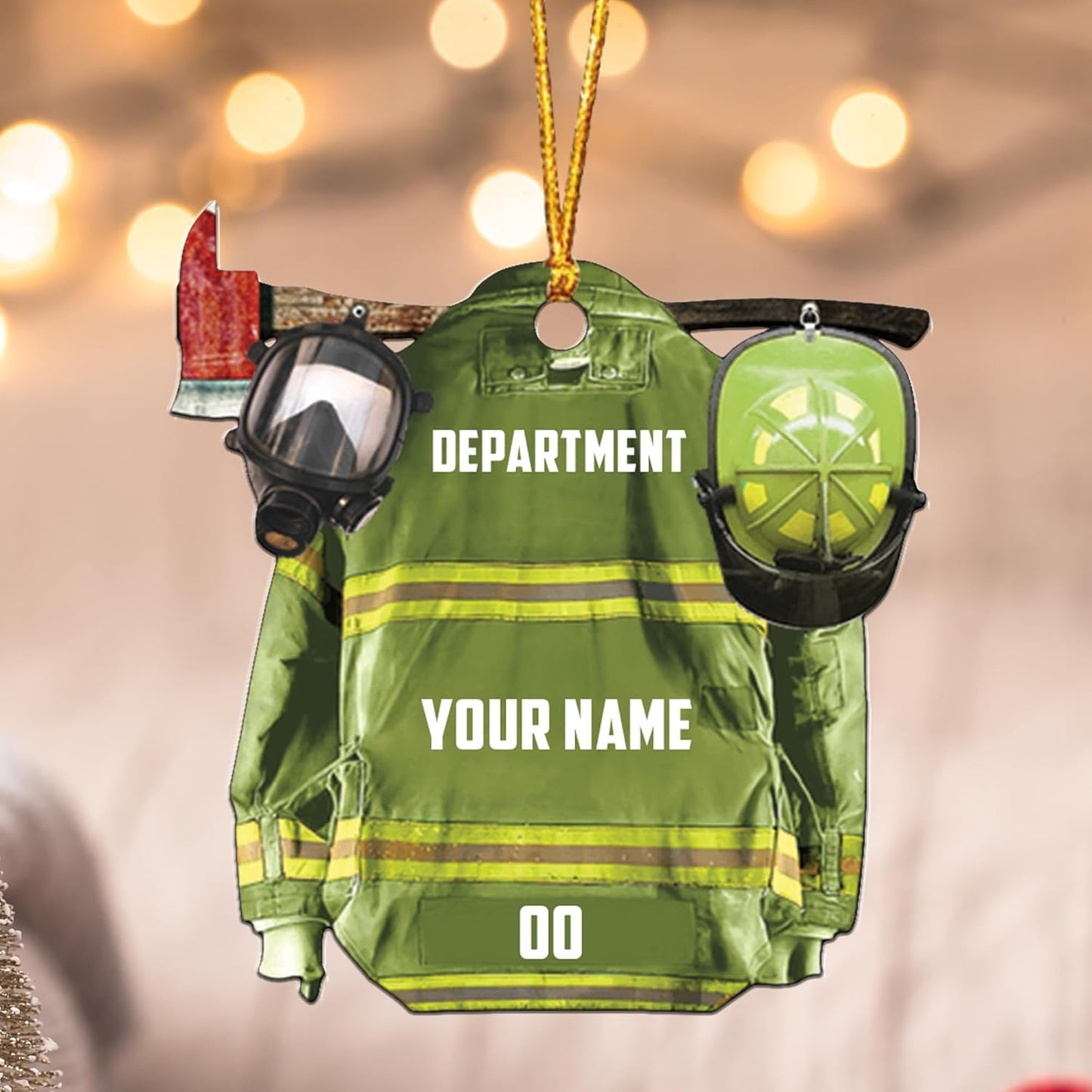 Personalized Firefighter Uniform Christmas Ornament Style 9