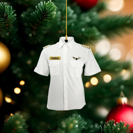 Custom Name Pilot Uniform Christmas Ornament Style 5