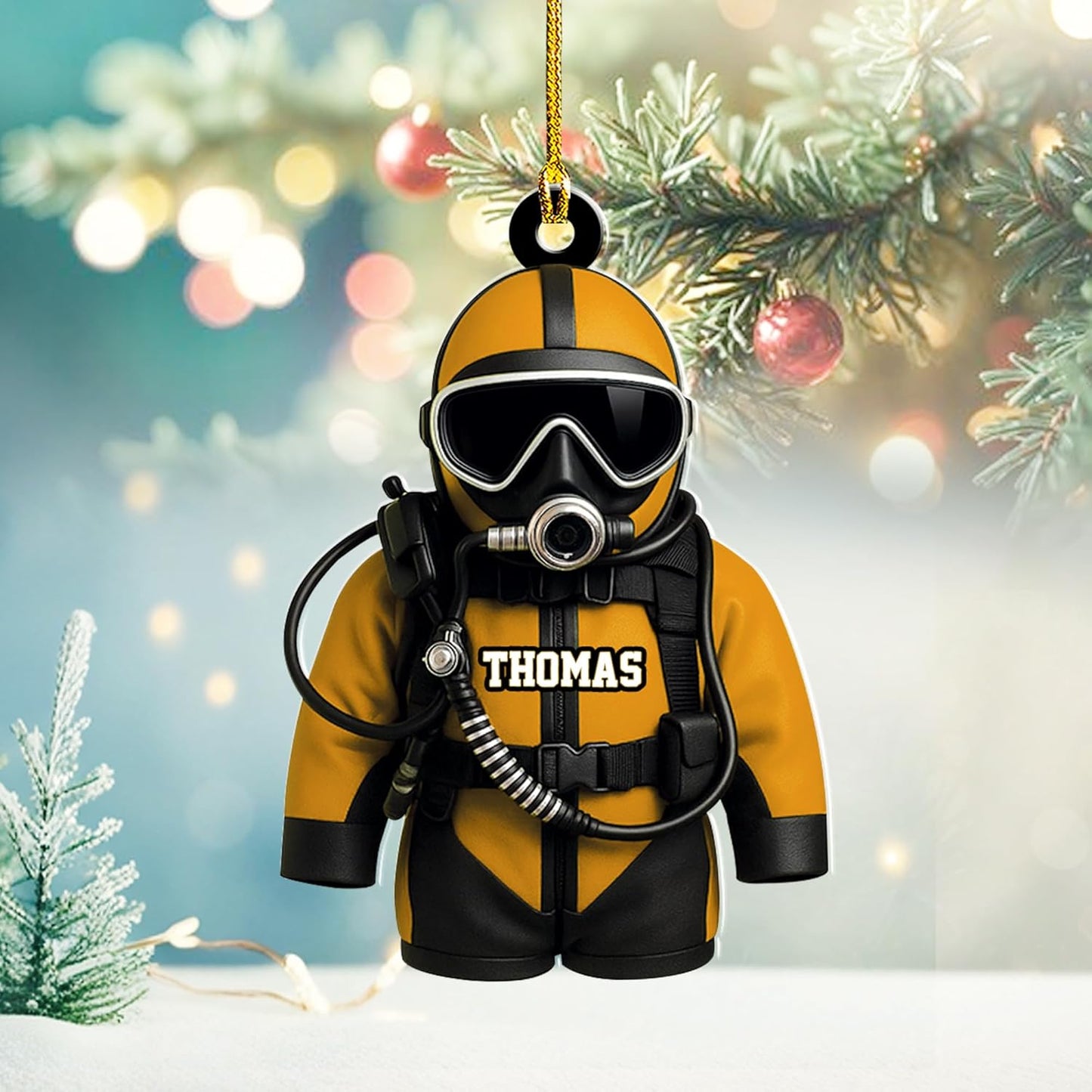 Custom Name Diving Ornament – Personalized Acrylic Scuba Diver Christmas Keepsake, Underwater Gift TSD22