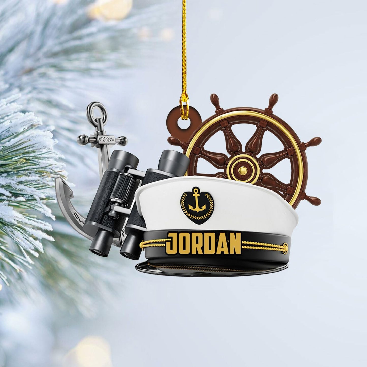 Custom Name Sailor Ornament – Personalized Captain Acrylic Sailing Ornament, Nautical Christmas Tree Decoration for Navy Lovers TS30