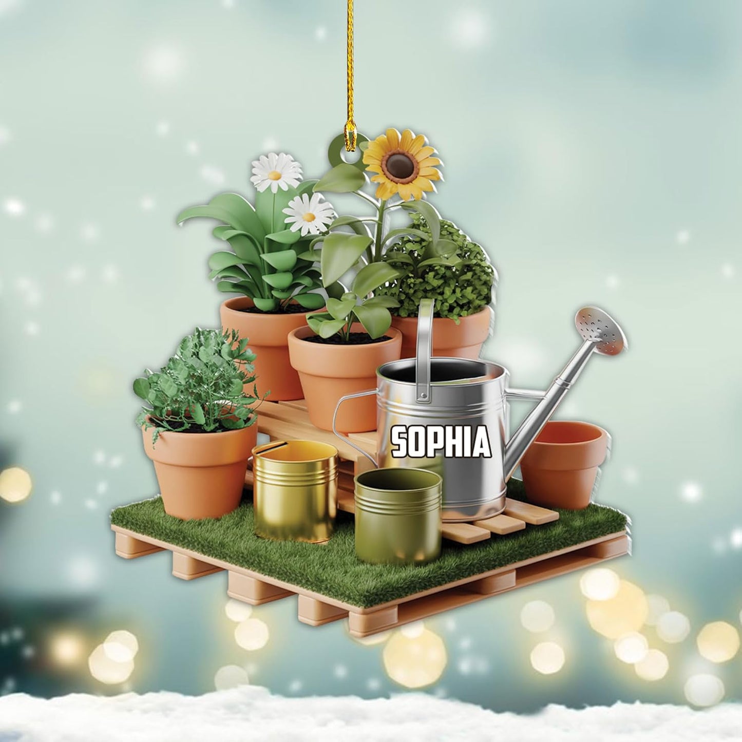 Custom Name Garden Equipment Ornament | Gardener Christmas Tree Decor Gift for Plant & Nature Lovers TG74