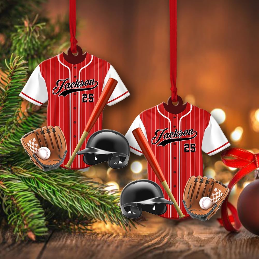 Personalized Baseball Christmas Ornament – Custom Name Acrylic Ornament, Sports Holiday Decoration, Baseball Player Gift  TH18