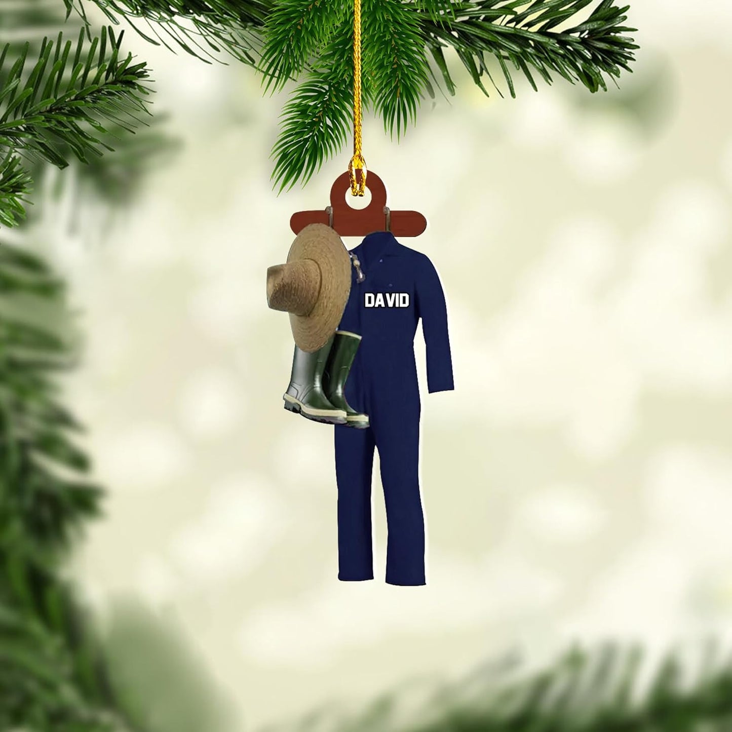 Personalized Gardening Acrylic Ornament – Custom Name Garden Tools Christmas Tree Decoration for Gardeners & Plant Lovers TG12