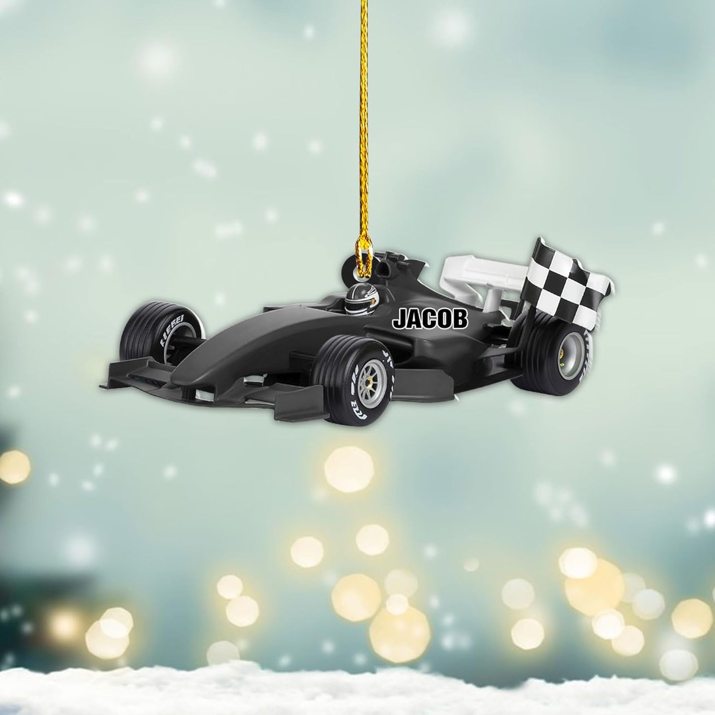 Personalized Racing Car Christmas Ornament – Custom Name Acrylic Race Car Ornament, Driver Gift, Motorsport Holiday Decoration, Car Lover Keepsake TR2