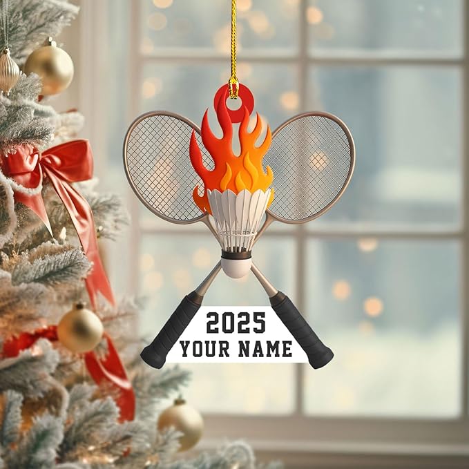 Pesonalized Christmas Gift for Badminton Players, Sports Lovers Badminton Ornament LL43