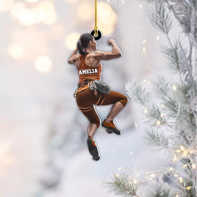 Personalized Climbing Ornament - Custom Rock Climber Christmas Gift for Mountaineers LL2