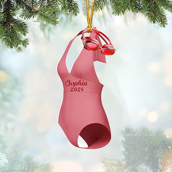 Personalized Swimming Ornament - Custom Swimmer Christmas Gift for Boys, Girls & Pool Lovers LL12