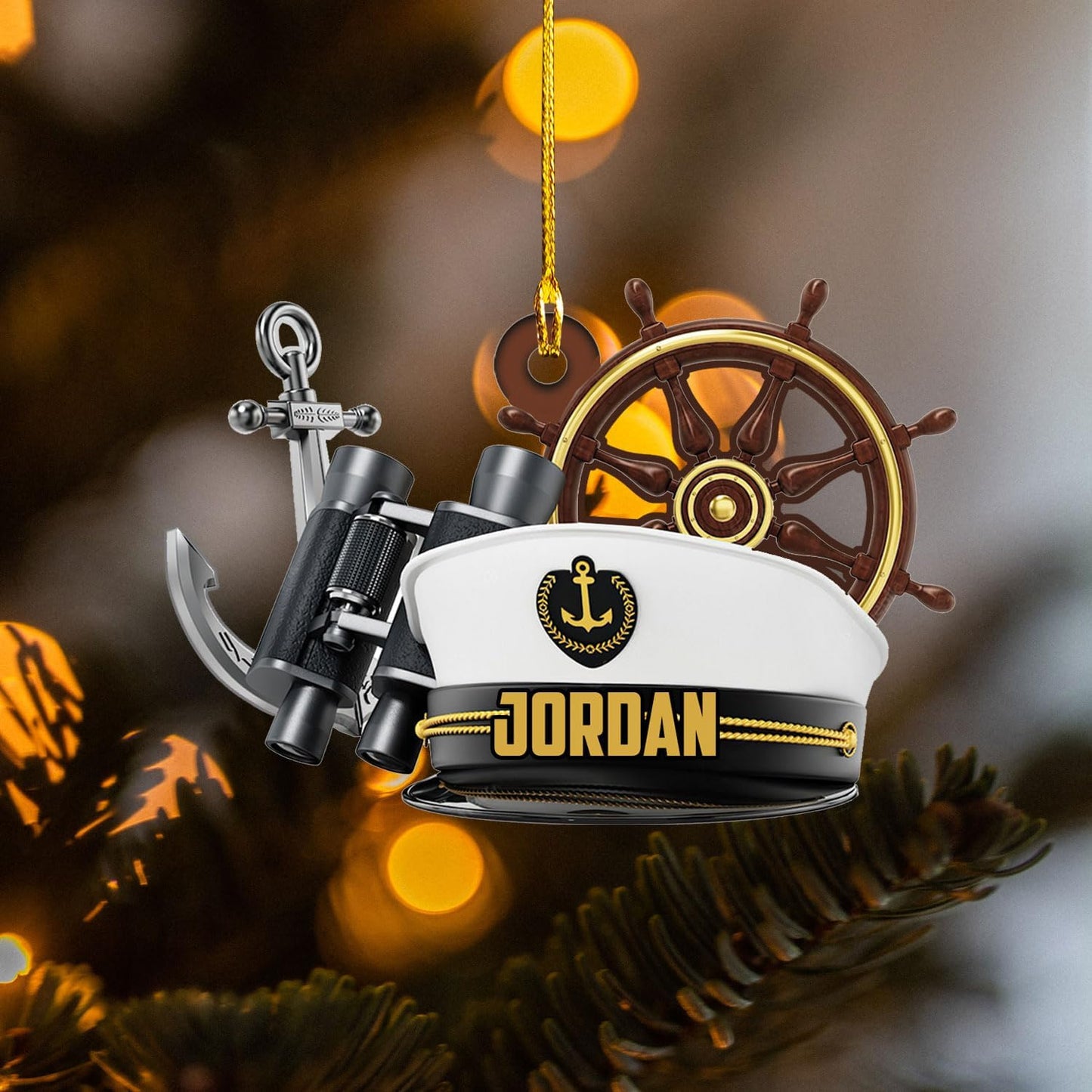 Custom Name Sailor Ornament – Personalized Captain Acrylic Sailing Ornament, Nautical Christmas Tree Decoration for Navy Lovers TS30