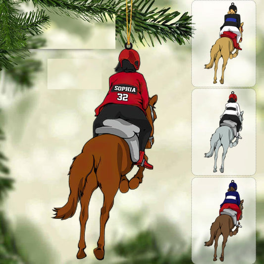 Personalized Horse Show Jumping Girl Ornament 2025 | Equestrian Horse Riding Christmas Keepsake for Female Riders THH2