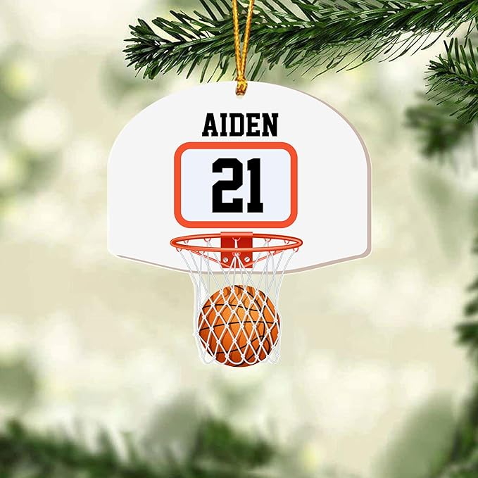 Personalized Basketball Christmas Ornament – Custom Name Acrylic Ornament, Sports Holiday Decoration, Basketball Player Gift N21