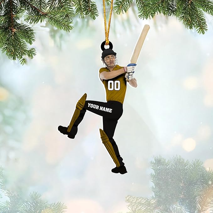 Personalized Cricket Christmas Ornament 2025, Custom Cricket Bat Ornament N27