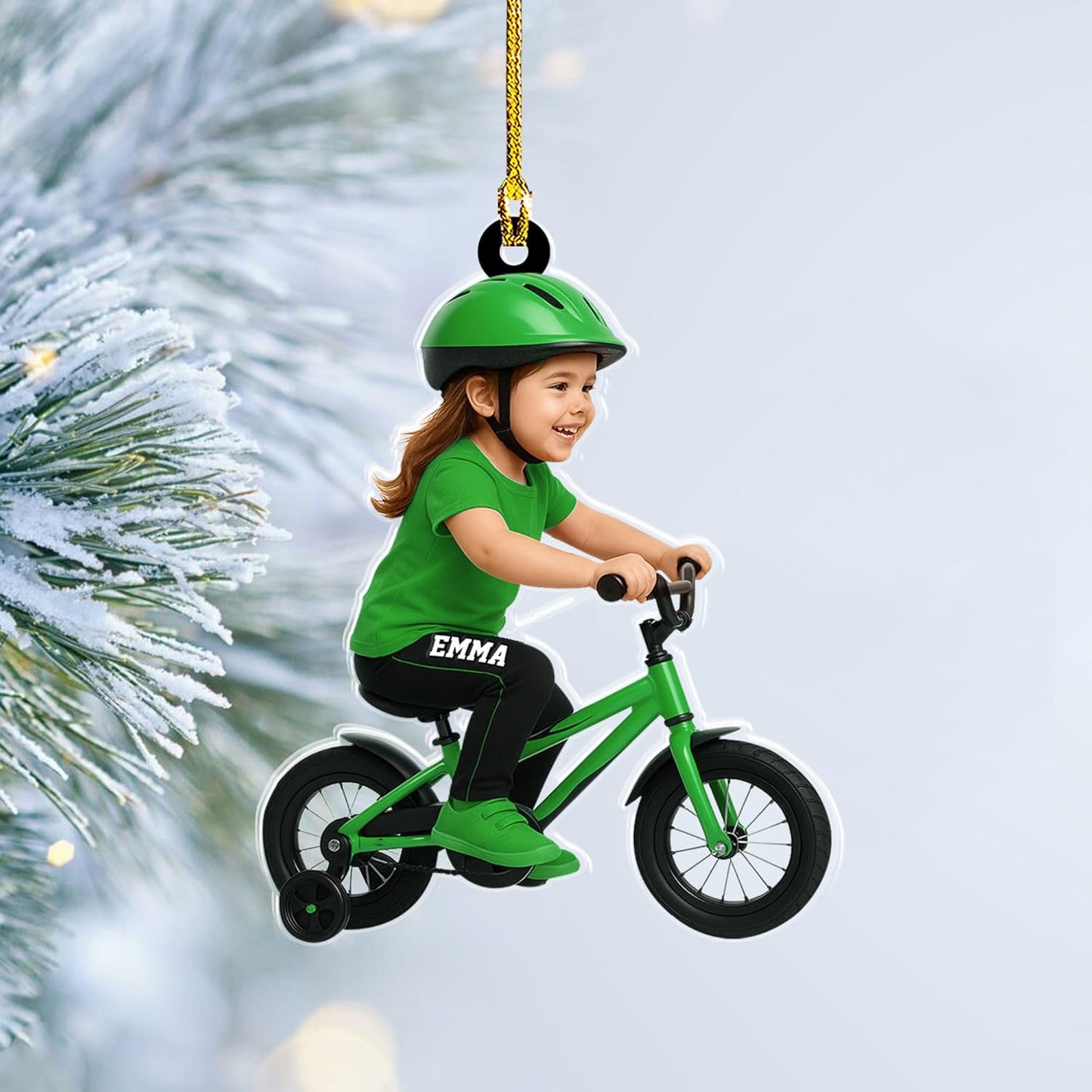 Custom Name Cycling Acrylic Ornament – Personalized Bike Gift, Christmas Tree Keepsake for Cycling Enthusiasts TC34