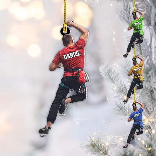 Personalized Climbing Ornament - Custom Rock Climber Christmas Gift for Mountaineers
